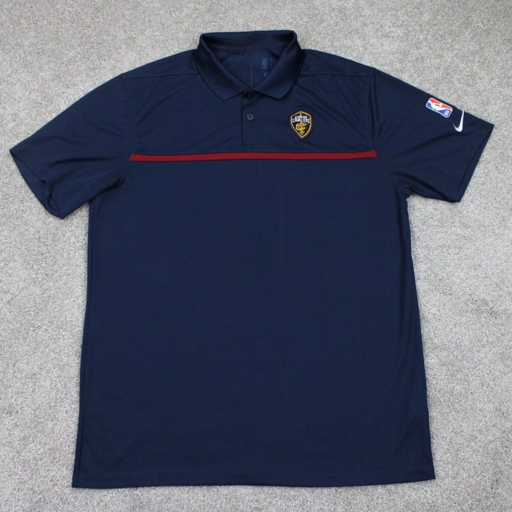Nike Cleveland Cavaliers Polo Shirt Mens‎ Medium Blue Dri-Fit NBA S/S Pullover